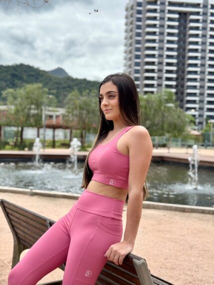 Conjunto de Legging Júlia Com Bolso Rosa Goiaba Tam:M